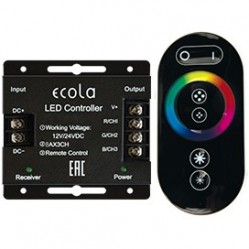 Контроллер Ecola LED strip RGB RF  controller 24A 288W 12V (576W 24V) с кольцевым сенсорным черным радиопультом /RFC24BESB/