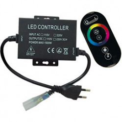 Контроллер Ecola LED strip RGB RF controller (IP20) 1500W 6,6A для ленты 220V 16x8 IP68 с кольцевым сенсорным черным радиопультом/RFB615KSB/