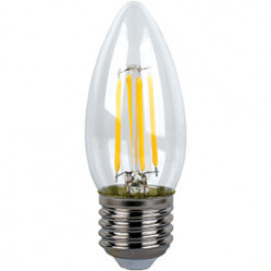 Лампа светодиодная Ecola candle LED Premium 6,0W 220V E27 2700K 360° filament прозр. нитевидная свеча (Ra 80, 100 Lm/W, КП=0) 96х37  [N7QW60ELC]