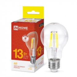 Лампа светодиодная LED-A60-deco 13Вт 230В Е27 3000К 1370Лм прозрачная IN HOME