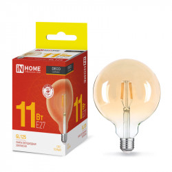 Лампа светодиодная LED-GL-125-deco gold 11Вт 230В Е27 3000К 1160Лм золотистая IN HOME