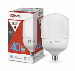 Лампа светодиодная LED-HP-PRO 40Вт 230В Е27 с адаптером E40 6500К 3800Лм IN HOME