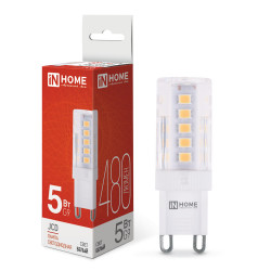 Лампа светодиодная LED-JCD 5Вт 230В G9 4000К 480Лм IN HOME