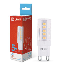 Лампа светодиодная LED-JCD 5Вт 230В G9 6500К 480Лм IN HOME
