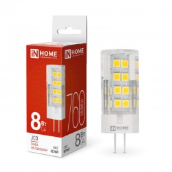 Лампа светодиодная LED-JCD 8Вт 230В G4 4000К 760Лм IN HOME