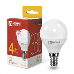 Лампа светодиодная LED-ШАР-VC 4Вт 230В Е14 3000К 380Лм IN HOME