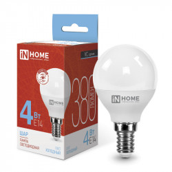Лампа светодиодная LED-ШАР-VC 4Вт 230В Е14 6500К 380Лм IN HOME