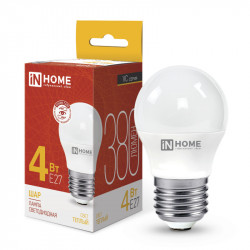 Лампа светодиодная LED-ШАР-VC 4Вт 230В Е27 3000К 380Лм IN HOME