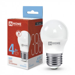 Лампа светодиодная LED-ШАР-VC 4Вт 230В Е27 6500К 380Лм IN HOME