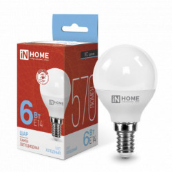 Лампа светодиодная LED-ШАР-VC 6Вт 230В Е14 6500К 570Лм IN HOME