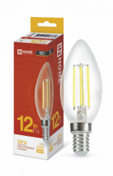 Лампа светодиодная LED-СВЕЧА-deco 12Вт 230В Е14 3000К 1350Лм прозрачная IN HOME