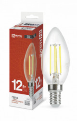 Лампа светодиодная LED-СВЕЧА-deco 12Вт 230В Е14 4000К 1350Лм прозрачная IN HOME