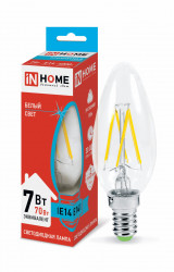 Лампа светодиодная LED-СВЕЧА-deco 7Вт 230В Е27 4000К 630Лм прозрачная IN HOME