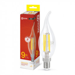 Лампа светодиодная LED-СВЕЧА НА ВЕТРУ-deco 9Вт 230В Е14 3000К 1040Лм прозрачная IN HOME