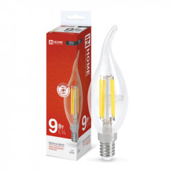 Лампа светодиодная LED-СВЕЧА НА ВЕТРУ-deco 9Вт 230В Е14 4000К 1040Лм прозрачная IN HOME