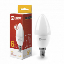 Лампа светодиодная LED-СВЕЧА-VC 6Вт 230В Е14 3000К 570Лм IN HOME