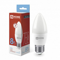 Лампа светодиодная LED-СВЕЧА-VC 8Вт 230В Е27 6500К 760Лм IN HOME