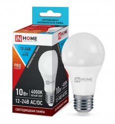 Лампа светодиодная низковольтная LED-МО-PRO 10Вт 12-24В Е27 4000К 800Лм IN HOME