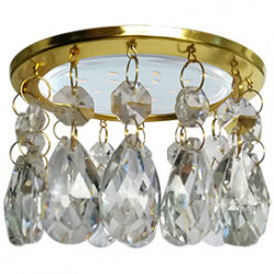 Светильник встраиваемый Ecola GX53 H4 5350 Glass Круг с каплевидными хруст. на прямом подвесе прозрачный/золото 102x105