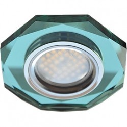 Светильник встраиваемый Ecola MR16 DL1652 GU5.3 Glass Стекло 8-угольник с прямыми гранями изумруд/хром 25x90 (кd74) /FR1652EFF/