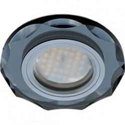 Светильник встраиваемый Ecola MR16 DL1653 GU5.3 Glass Стекло Круг с вогнутыми гранями черный/черный хром 25x90 /FB1653EFF/