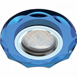 Светильник встраиваемый Ecola MR16 DL1653 GU5.3 Glass Стекло Круг с вогнутыми гранями голубой/хром 25x90 (кd74) /FL1653EFF/
