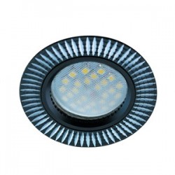 Светильник встраиваемый Ecola MR16 DL3182 GU5.3 литой рифленые реснички по кругу (скрытый крепеж лампы) черный/алюм 23x78 /FB1608EFF/