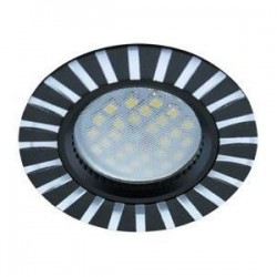 Светильник встраваемый Ecola MR16 DL3183 GU5.3 полоски по кругу литой (скрытый крепеж лампы) черный/алюм 23x78 /FB1609EFF/